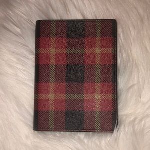 COACH Black/Red Plaid Passport Holder